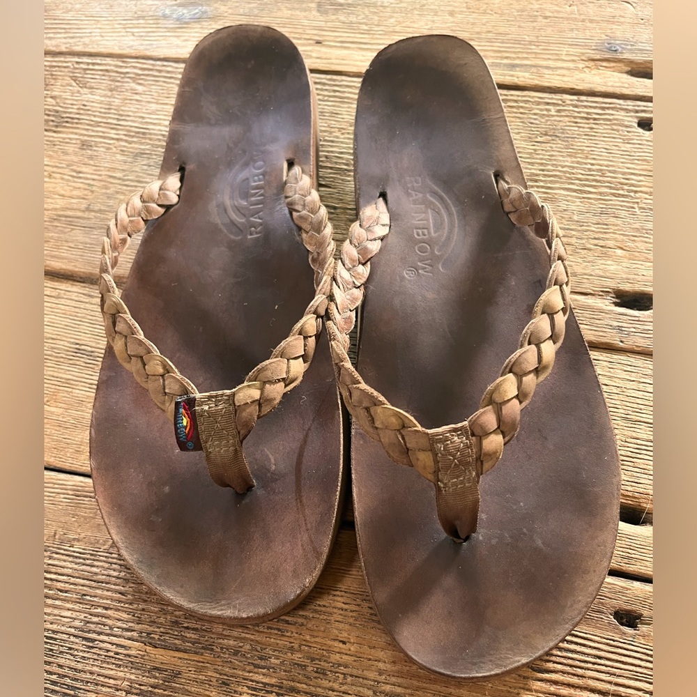 Rainbow braided sandals. Size 8.5.